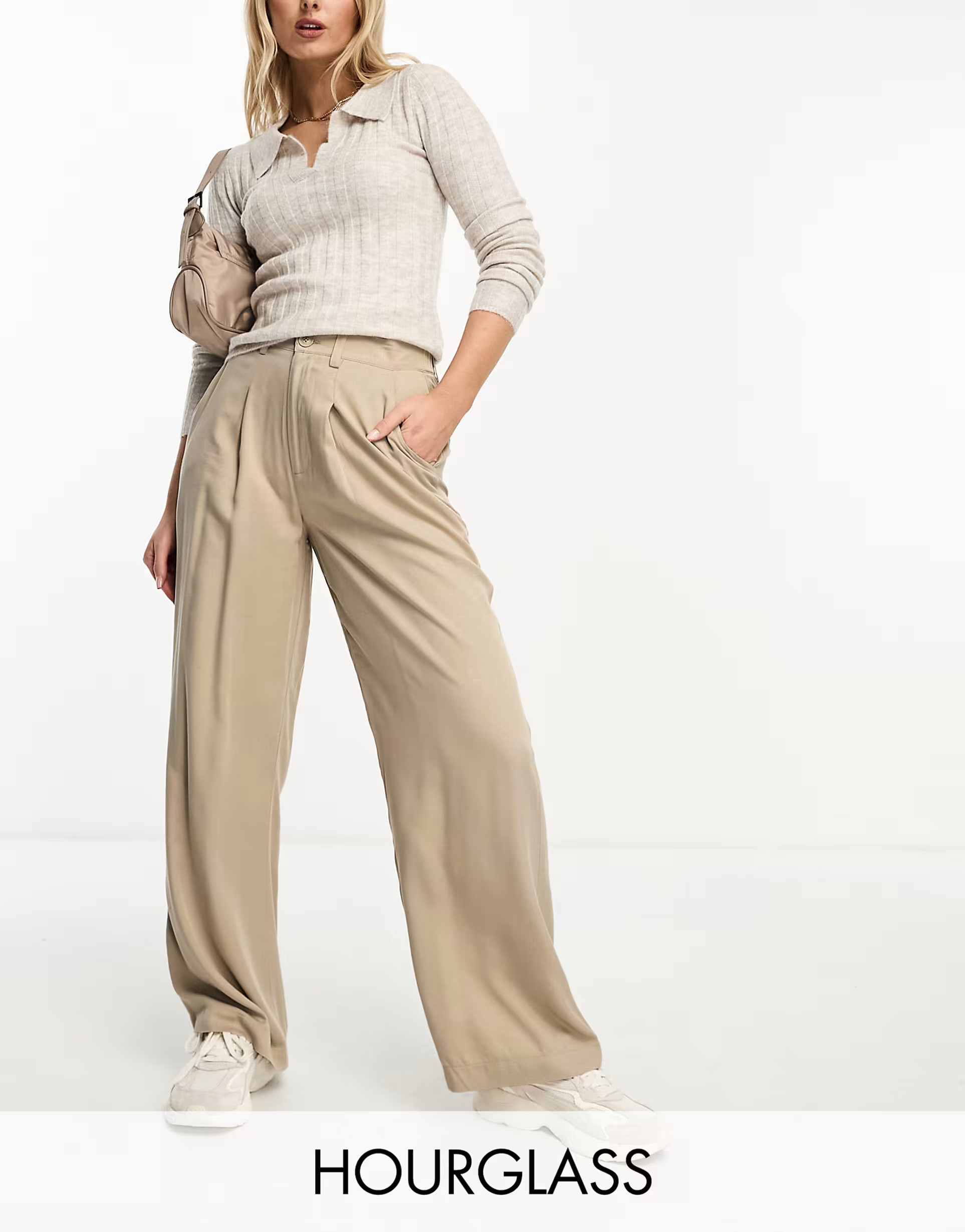 ASOS DESIGN Hourglass dad pants in taupe | ASOS (Global)