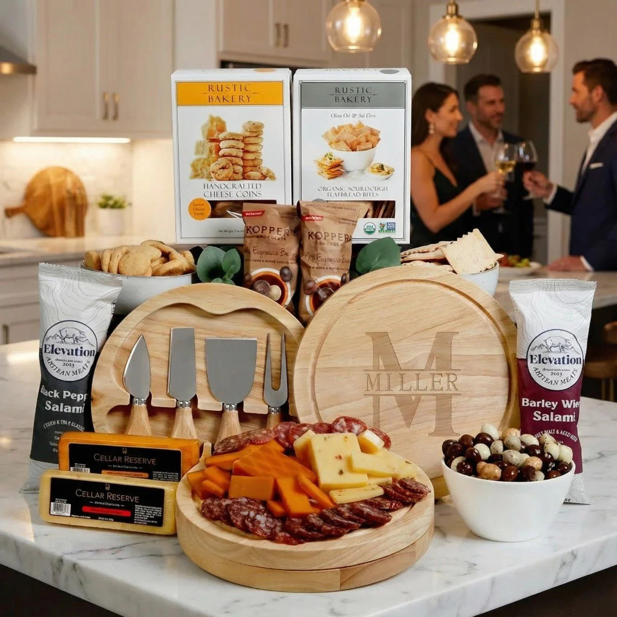 Huntington Charcuterie Gift Basket with Personalized Charcuterie Board | HomeWetBar.com