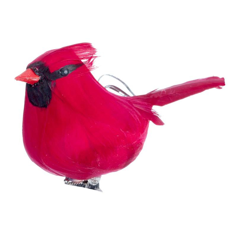 Homespun Holiday Feathered Cardinal Clip Ornament, 5" | At Home
