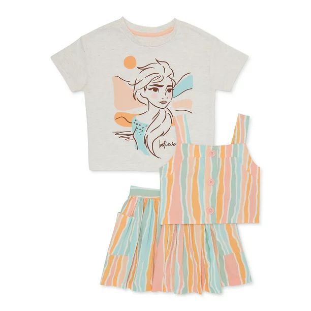 Frozen Toddler Girls T-Shirt, Tank and Skirt Set, 3-Piece, Sizes 2T-5T - Walmart.com | Walmart (US)