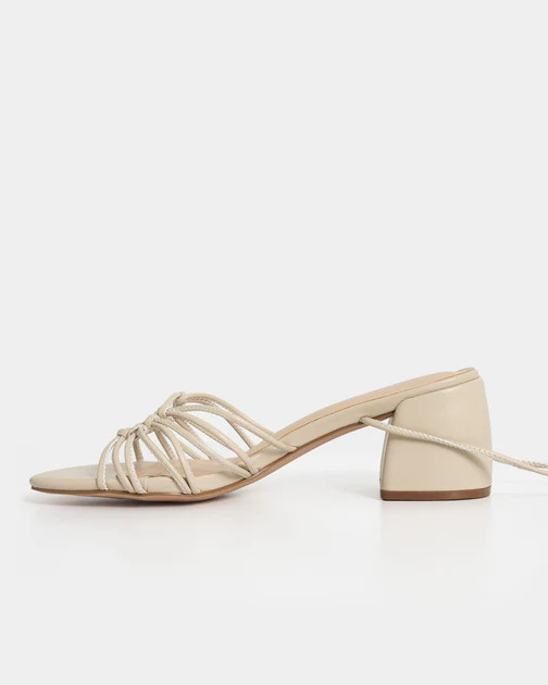 Celia Strappy Lace Up Heels - Cream | VICI