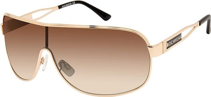 Rocawear R1532 Metal Wrap Uv Protective Rectangular Shield Sunglasses. Gifts for Men with Flair, ... | Amazon (US)