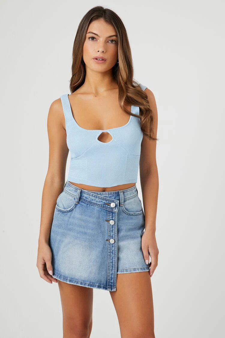 Asymmetrical Denim Mini Skirt | Forever 21