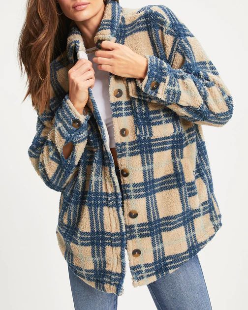 Oaklynn Pocketed Plaid Teddy Jacket | VICI Collection