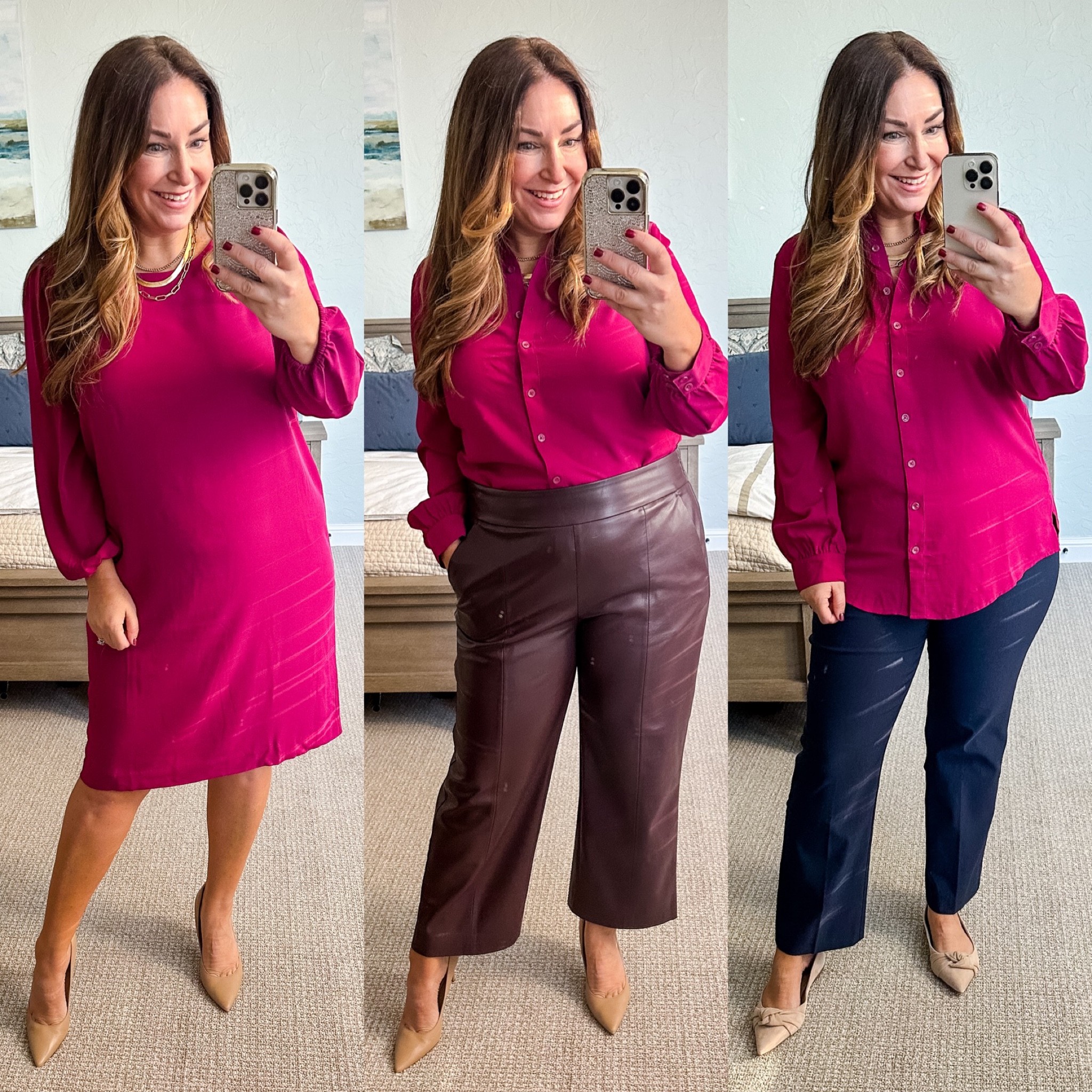 Chicos workwear for fall with faux leather pants and pink blouse 



#LTKSeasonal #LTKworkwear #LTKcurves