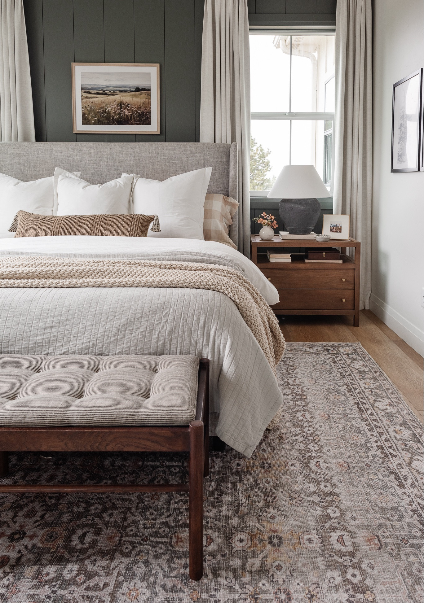 Shop our primary bedroom! Bench is discontinued. 

Rug, bed, Wayfair, Amazon, mcgee and co, studio McGee, bedroom decor, spring, bedding, coverlet, quilt, throw, duvet, sheets, shams, nightstand, lamp, curtains 

#LTKhome #LTKfindsunder100 #LTKsalealert