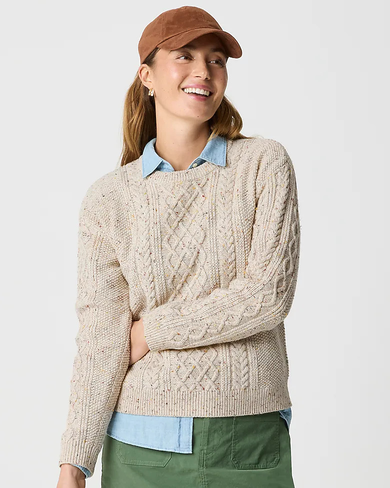 Donegal cable crewneck sweater | J.Crew Factory