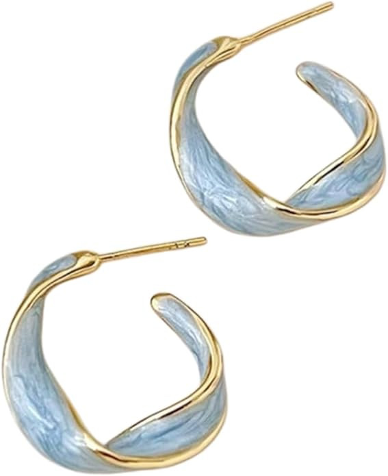 Enamel Twisted Hoop Earring Vintage Spiral Candy Color Earrings Minimalist Round Earrings | Amazon (US)