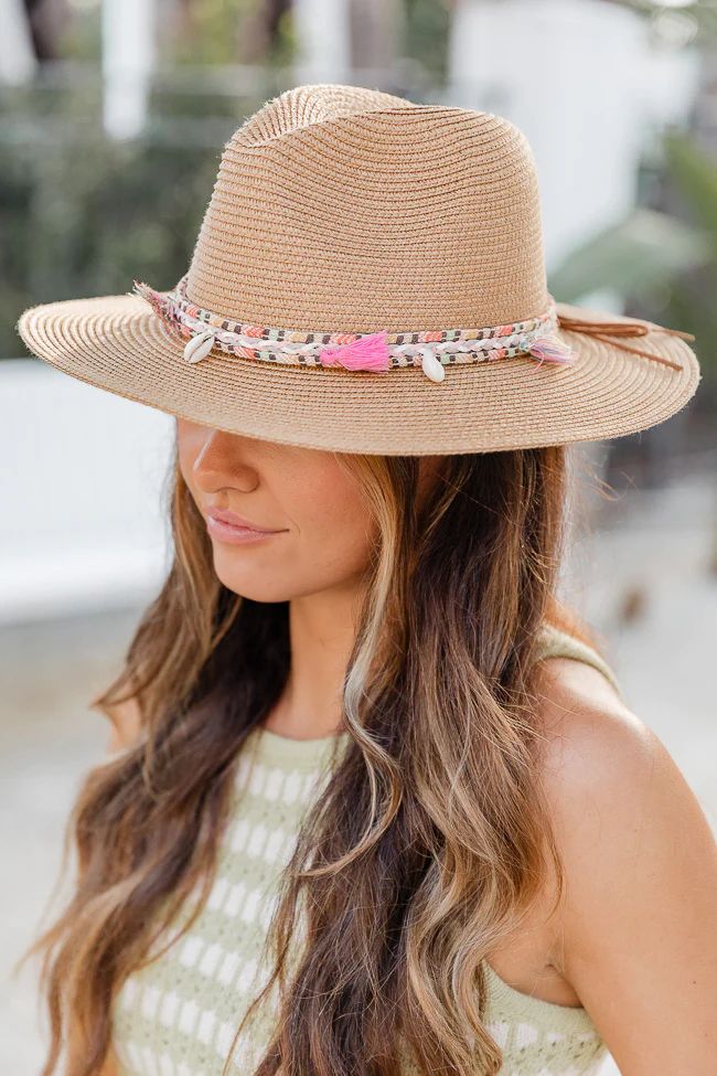 Hat with Shell and Tassel Detail | Pink Lily
