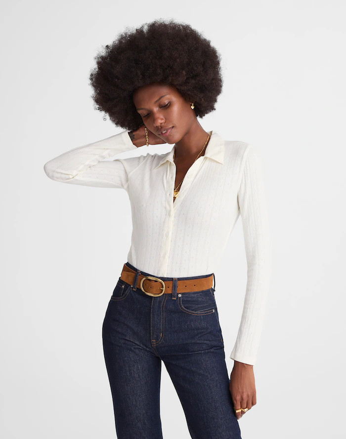 Pointelle-Knit Cardigan Top | Madewell