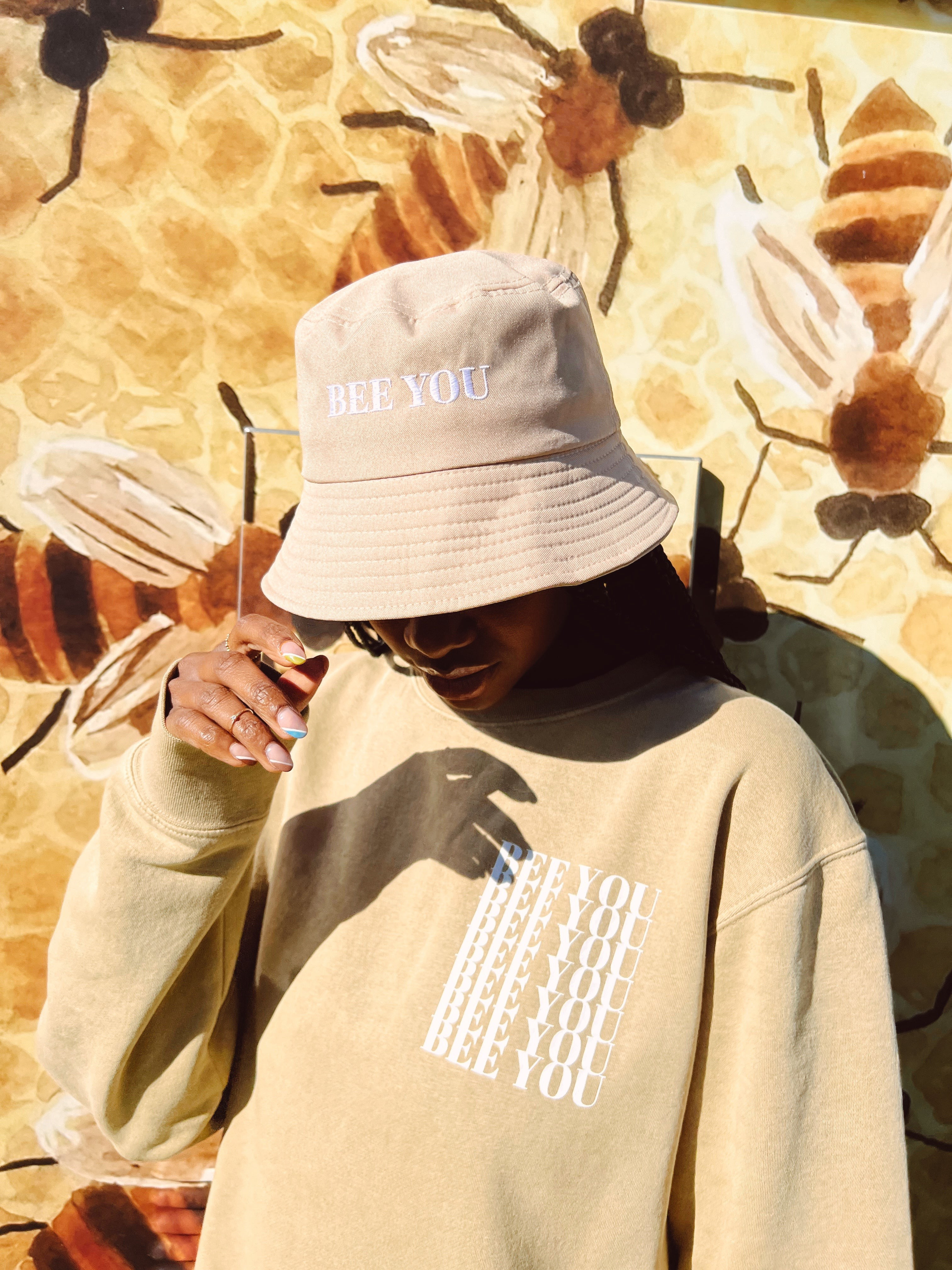 BEE YOU Bucket Hat- Tan | Beauty Disclaimer Brand LLC