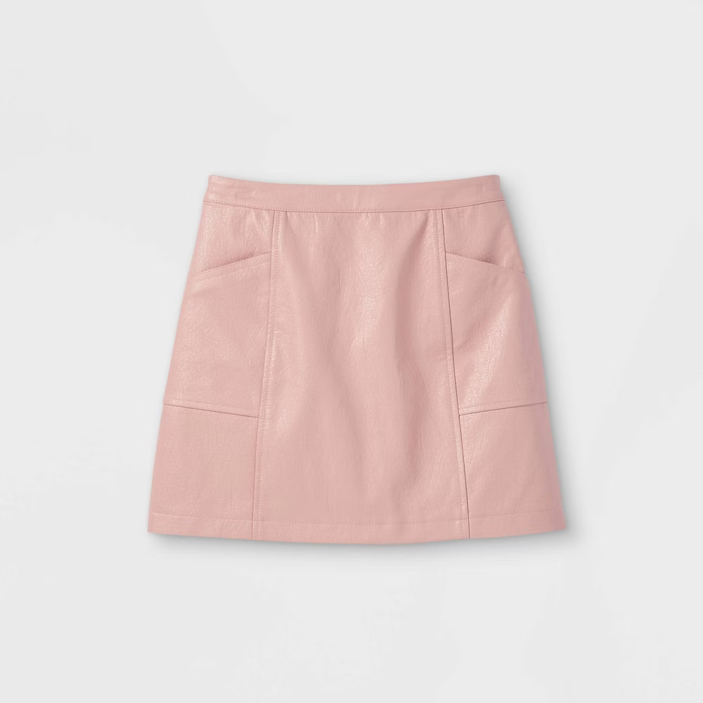 Girls' Faux Leather Skirt - art class Light Pink XS | Target