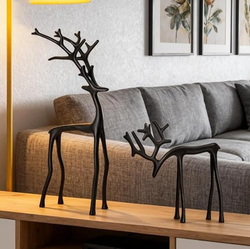 Set of 2 Metal Reindeer Christmas Decor, 2025 Black Reindeer Christmas Decor, Elegant Indoor Holiday Decor, Vintage Standing Deer for Mantel Coffee Table Office Indoor | Amazon (US)