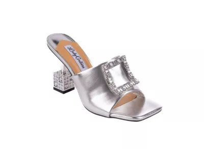 Lady Couture Women's Casino, Jeweled Metallic Square Heel Slide, Silver, 12M | Belk
