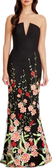 Fernanda Embroidered Floral Strapless Gown | Nordstrom