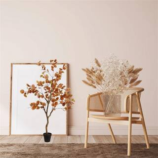 2-Pieces 3 ft. Artificial Fall Eucalyptus Tree Thanksgiving Decor, Artificial Faux Autumn Ficus T... | The Home Depot