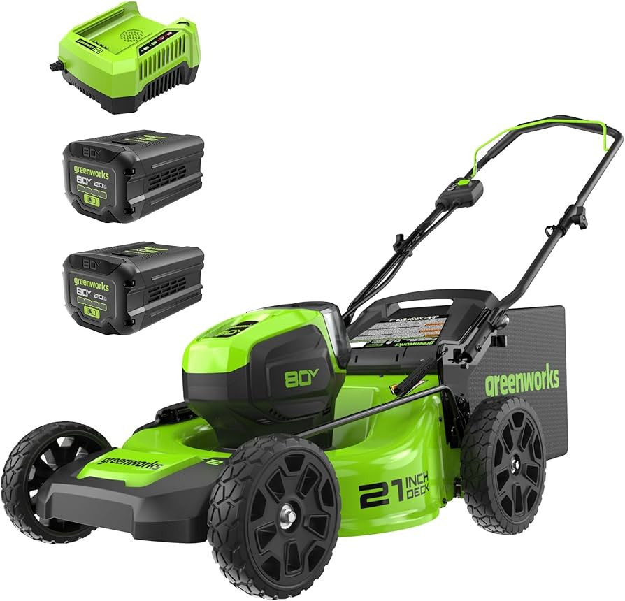 Greenworks 80V 21" Brushless Cordless (Push) Lawn Mower (75+ Compatible Tools), (2) 2.0Ah Batteri... | Amazon (US)