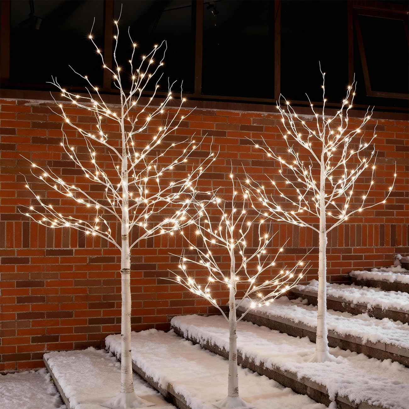 Lighted Birch Tree Set 4ft, 6ft and 8ft with 96/160/256 Warm White LED Lights for Holiday Decor -... | Amazon (US)