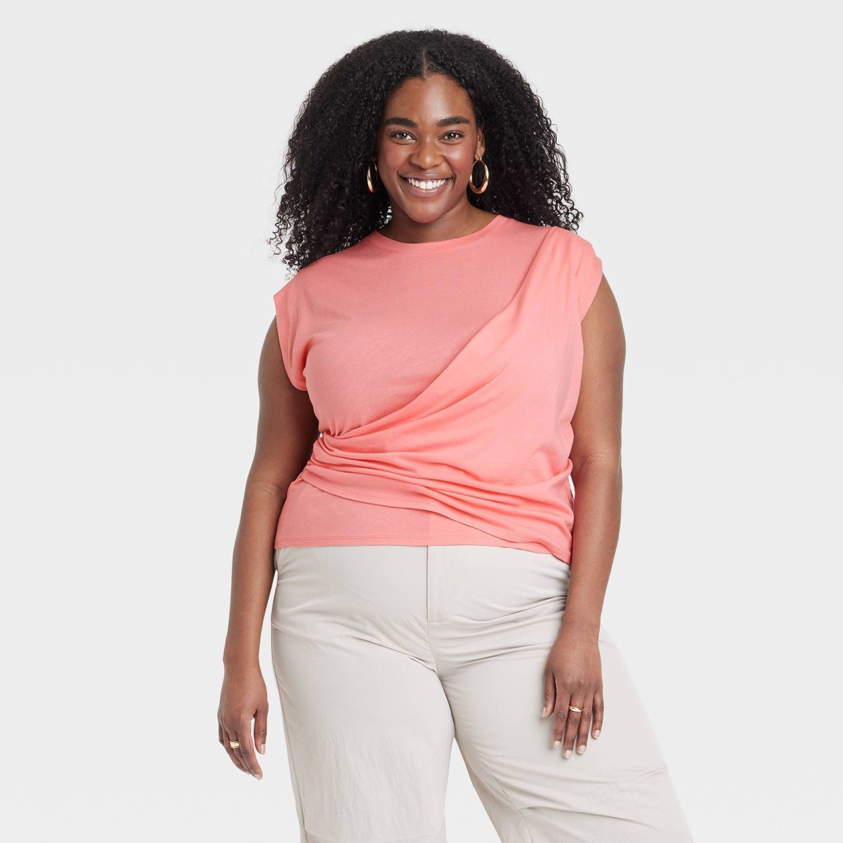 Women's Slim Fit Drape Wrap T-Shirt - A New Day™ | Target