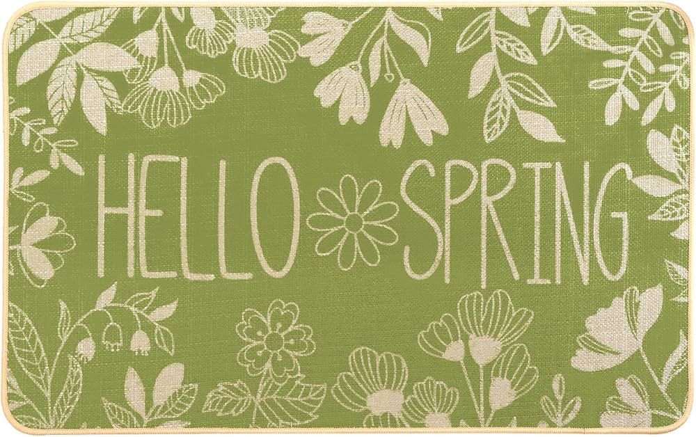 Hello Spring Door Mat Welcome Doormat, Plants Outdoor Rug Leaves Decor Floor Front Door Mat Non-S... | Amazon (US)