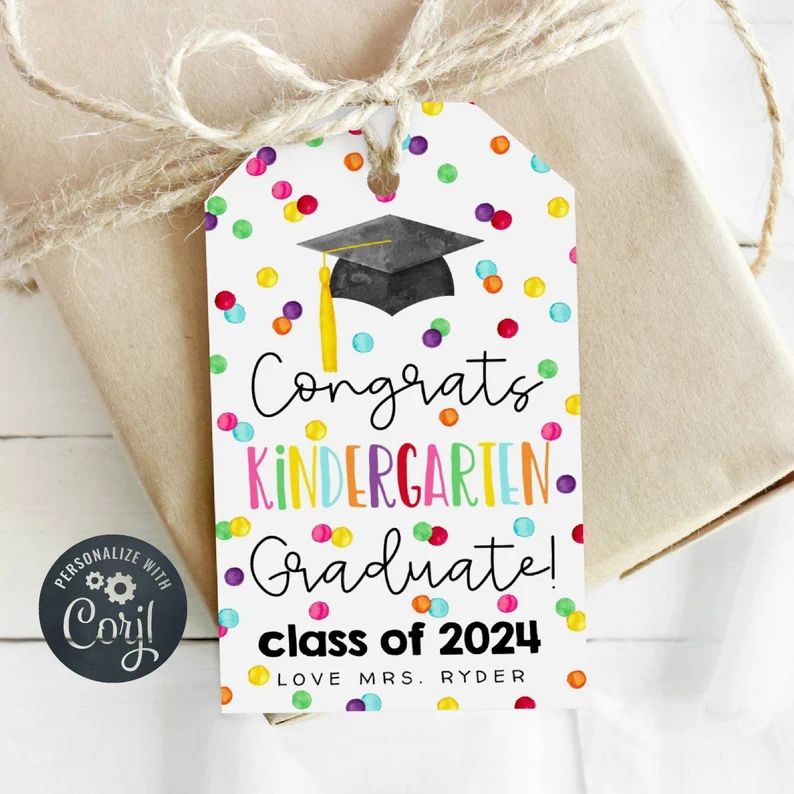 Kindergarten Graduation Gift Tag Template, Printable Congratulations Kinder Graduate Favor Tag, E... | Etsy (US)