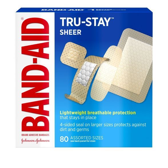 Band-Aid Brand Tru-Stay Sheer Strips Adhesive Bandages Assorted Sizes - 80 ct | Target