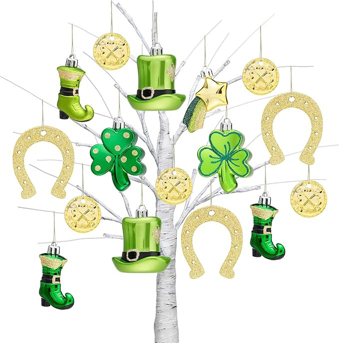 Valery Madelyn St Patricks Day Decorations Shamrock Tree Ornament Set, 20ct Hanging Ball Ornament... | Amazon (US)