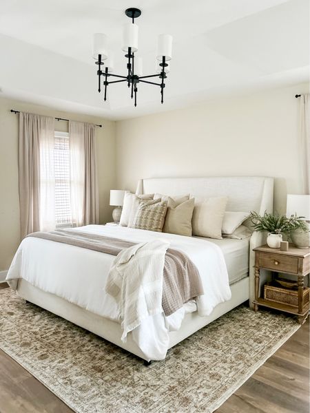 Best selling neutral Loloi area rug back in stock!! 

Bed color is linen talc
Comforter set is white and so comfortable!!

Bed, upholstered bed, chandelier, shaded chandelier, nightstand, table lamp, bedroom, bedding, neutral bedding, woven blinds, woven shades, cordless blinds, table lamp, amazon home, Amazon finds, target, target bedding 

#LTKsalealert #LTKfindsunder100 #LTKhome