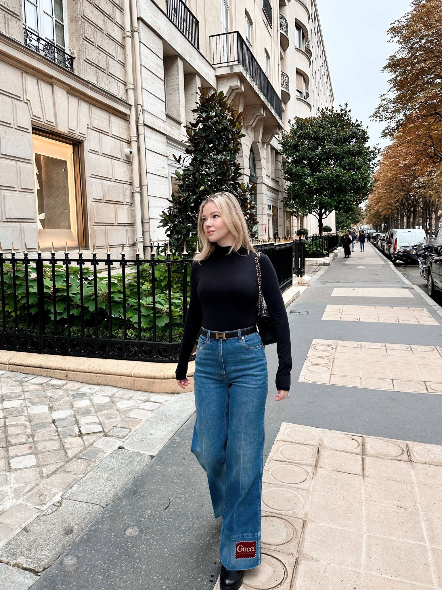 Washed denim flare pant with Gucci … curated on LTK
