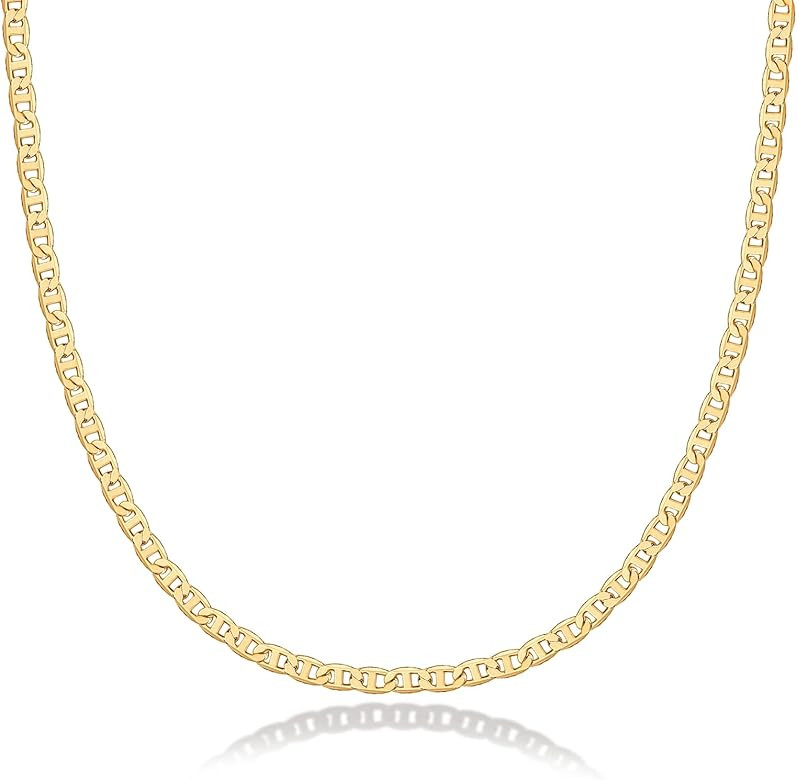 PAVOI 14K Gold Plated Curb Paperclip Box Sphere Bead Snake Herringbone and Figaro Chain Adjustabl... | Amazon (US)