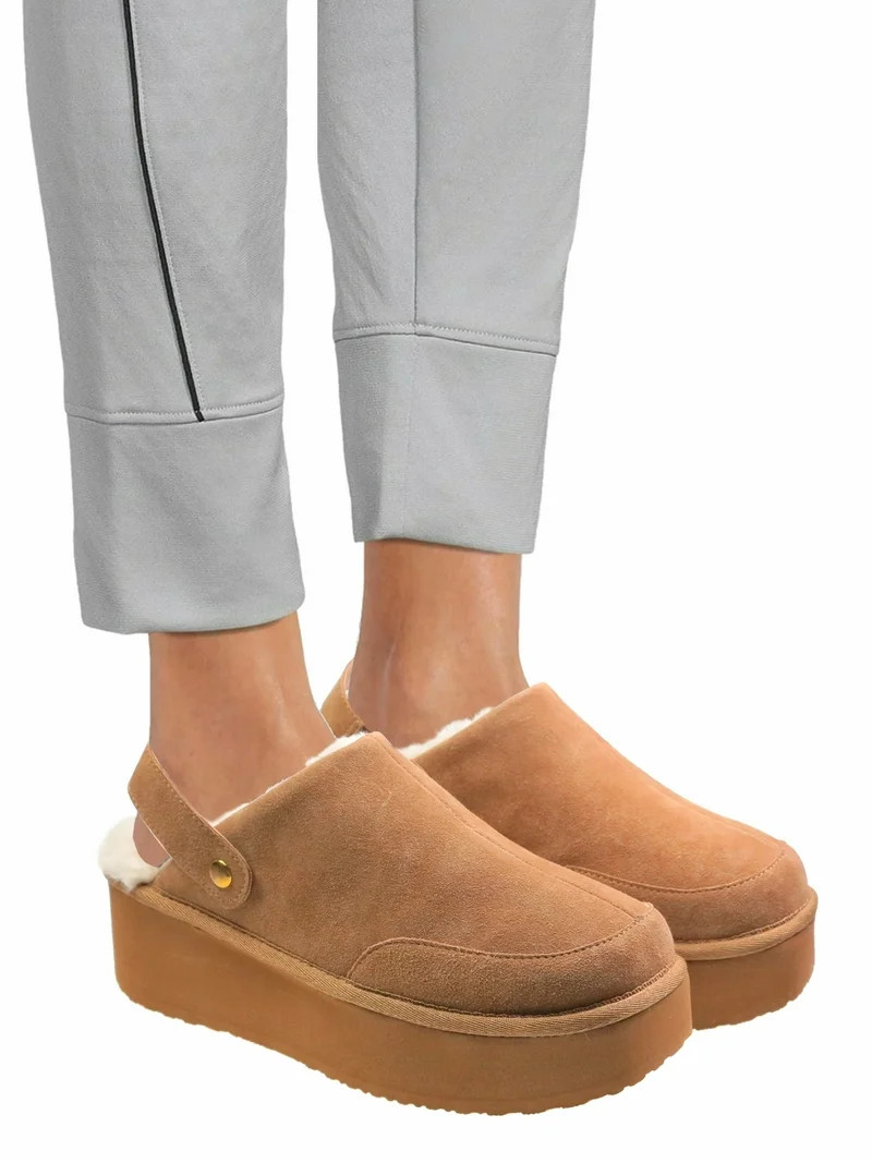 Joyspun Women's Faux Fur Convertible Clog Slippers | Walmart (US)