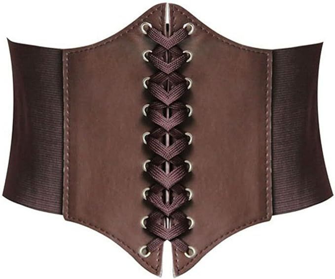 HANERDUN Lace-up Waspie Corset Belts for Women Elastic Waist Belt Tied Retro Wide Belt | Amazon (US)