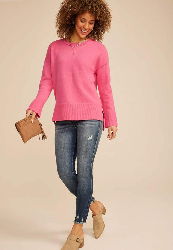Crew Neck Step Hem Sweater | Maurices