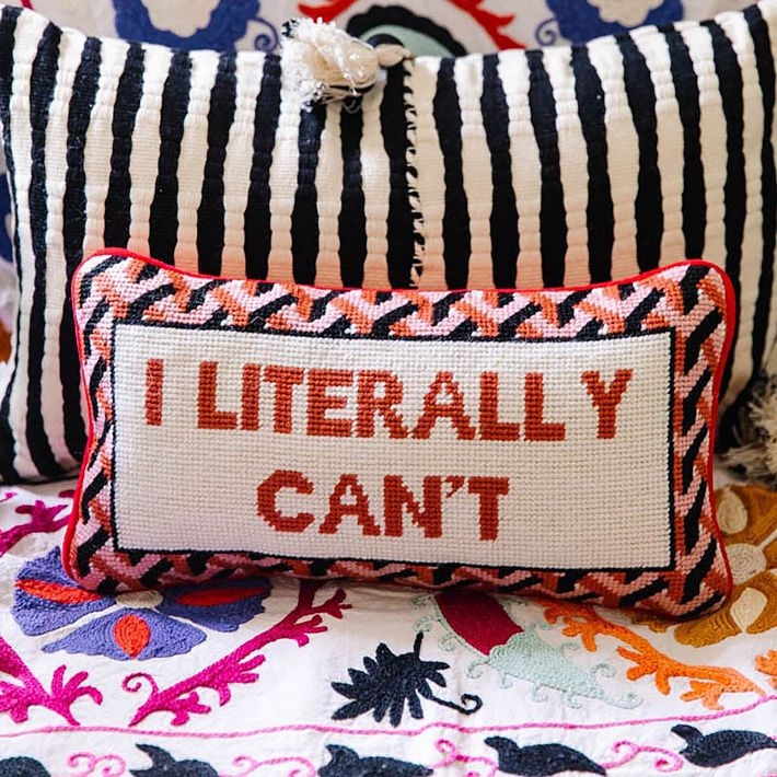 Furbish Studio I Literally Can't Needlepoint Pillow | West Elm (US)