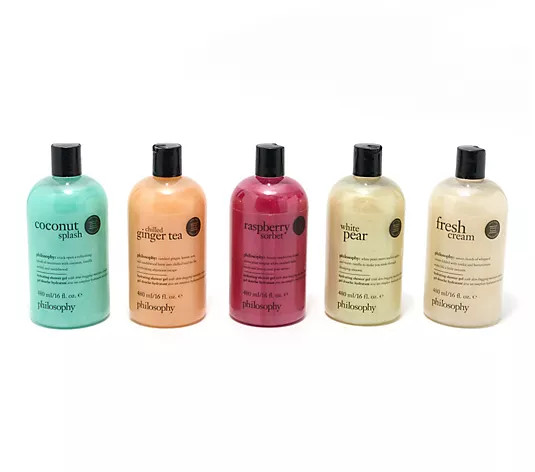 Make Your Selection: philosophy spring fling multi-tasking 16oz shower gel 5pc collection | QVC