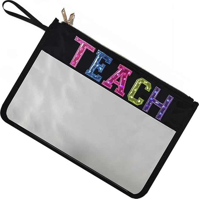 Teacher Appreciation Gifts Clear Makeup Letter Bag Pencil Bag Letter Patches Makeup Zipper Pouch ... | Amazon (US)