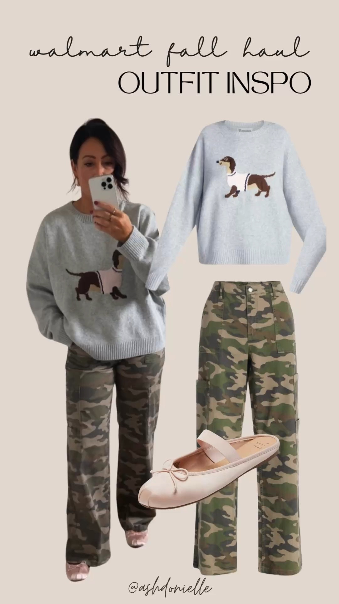 New fall finds @Walmart  Had to get these cute puppy sweater. Incredibly soft, wearing size large! Love these camo pants too!

#LTKootd #LTKSeasonal
