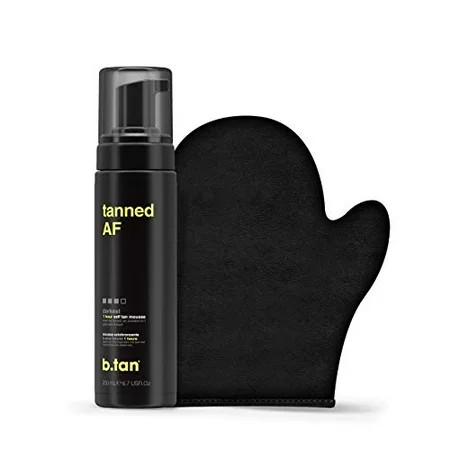 b.tan Tanned AF Tanning - Self Mousse with Applicator Mitt - Value Pack Darkest Tan | Walmart (US)