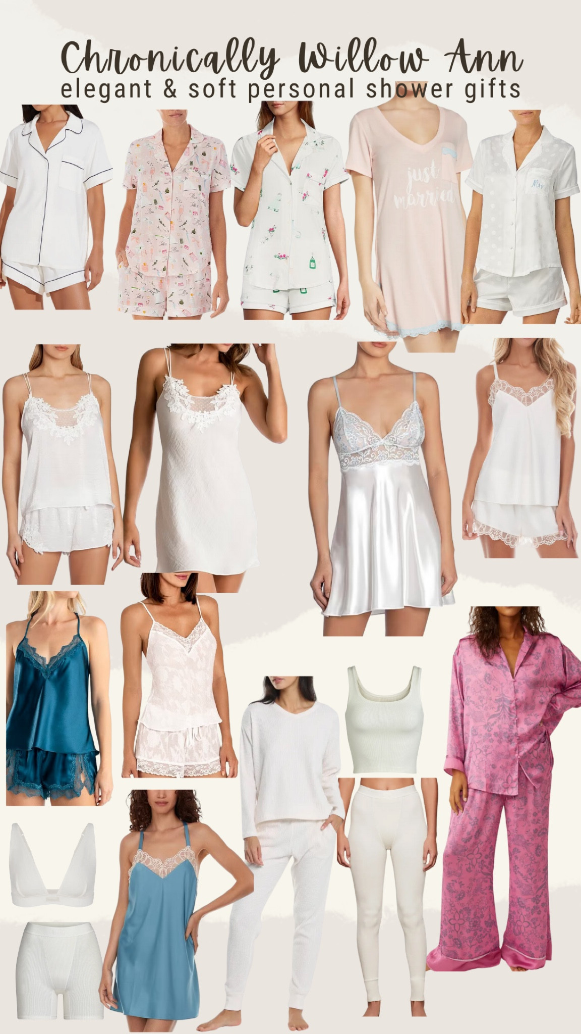 The most gorgeous, luxurious, pjs for your dear friend getting v married. Usually people tend to have mismatched Jammie’s and when they are married they need help creating their new pajama wardrobe. Cute comfy looks, elegant nighties  

#LTKGiftGuide #LTKwedding #LTKstyletip