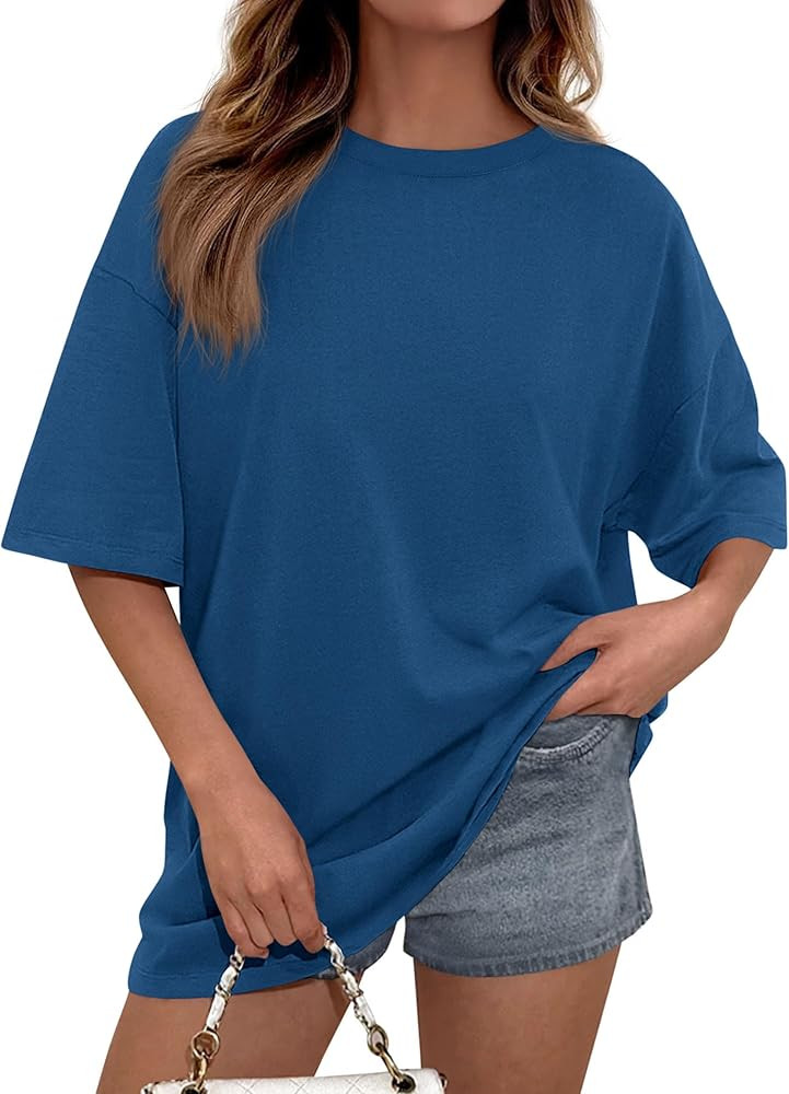 PRETTYGARDEN Women's 2026 Spring Going Out Tops Casual Short Sleeve Crewneck Loose Fit Basic Cute... | Amazon (US)