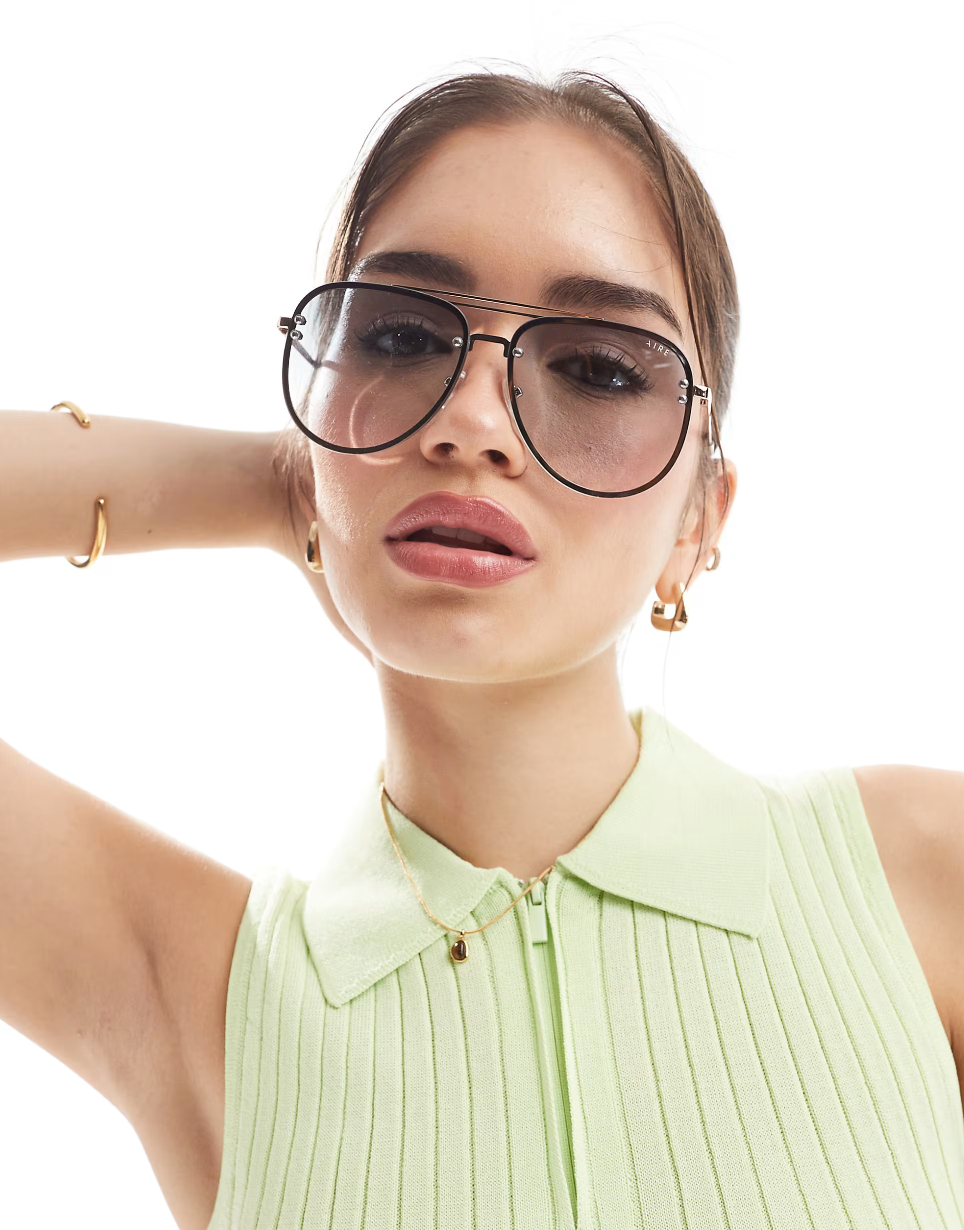 AIRE quartz metal aviator sunglasses in gold | ASOS | ASOS (Global)