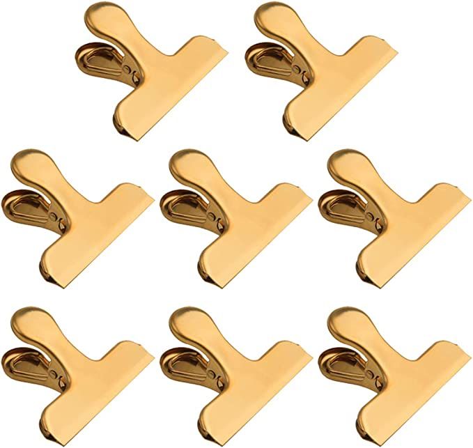Chip Bag Clips,8 Pack Large Golden Stainless Steel Air Tight Bag Clip Perfect for Kitchen &Office... | Amazon (US)