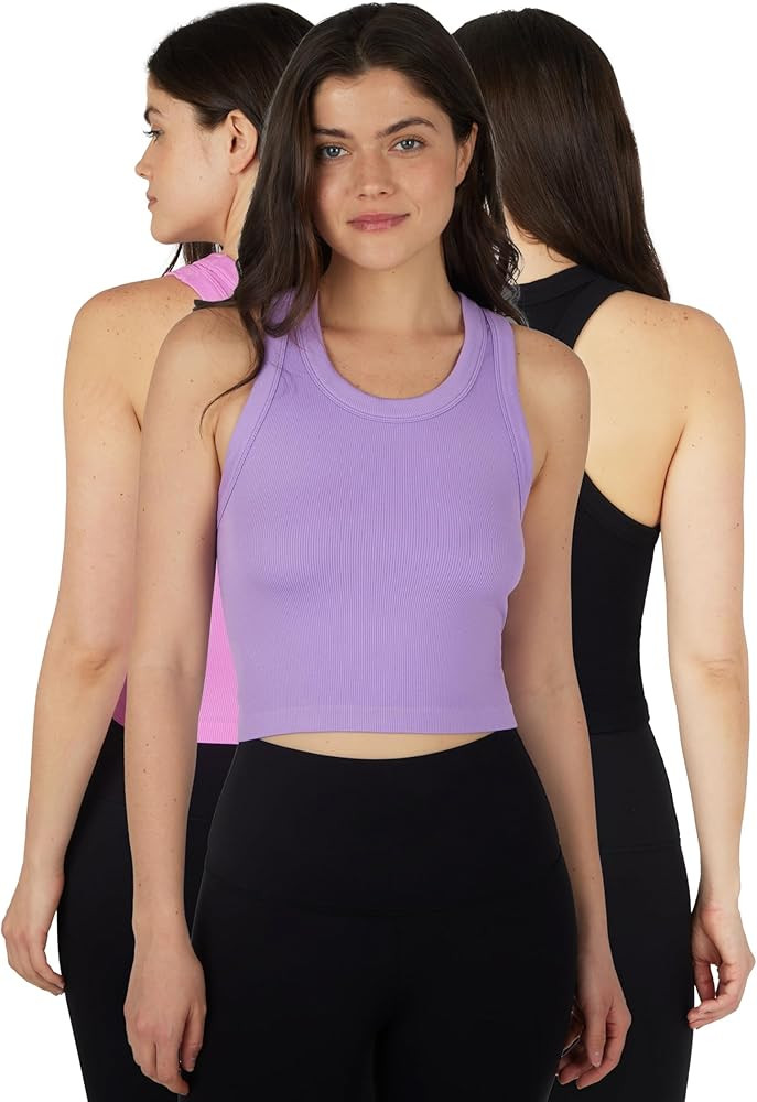90 Degree By Reflex Womens Seamless Ribbed Tank Top, Pack of 3 | Amazon (US)