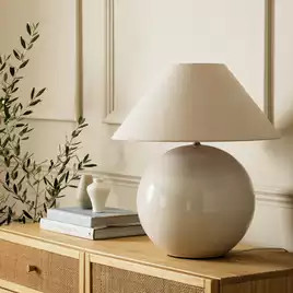 Buy Habitat Circle 51cm Ceramic Table Lamp - Cream | Table lamps | Habitat | Habitat UK