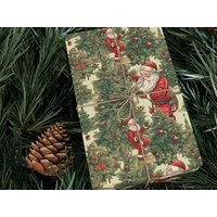 Classic Vintage Santa Claus Gift Wrapping Paper Jolly Decorated Christmas Tree | Etsy (US)