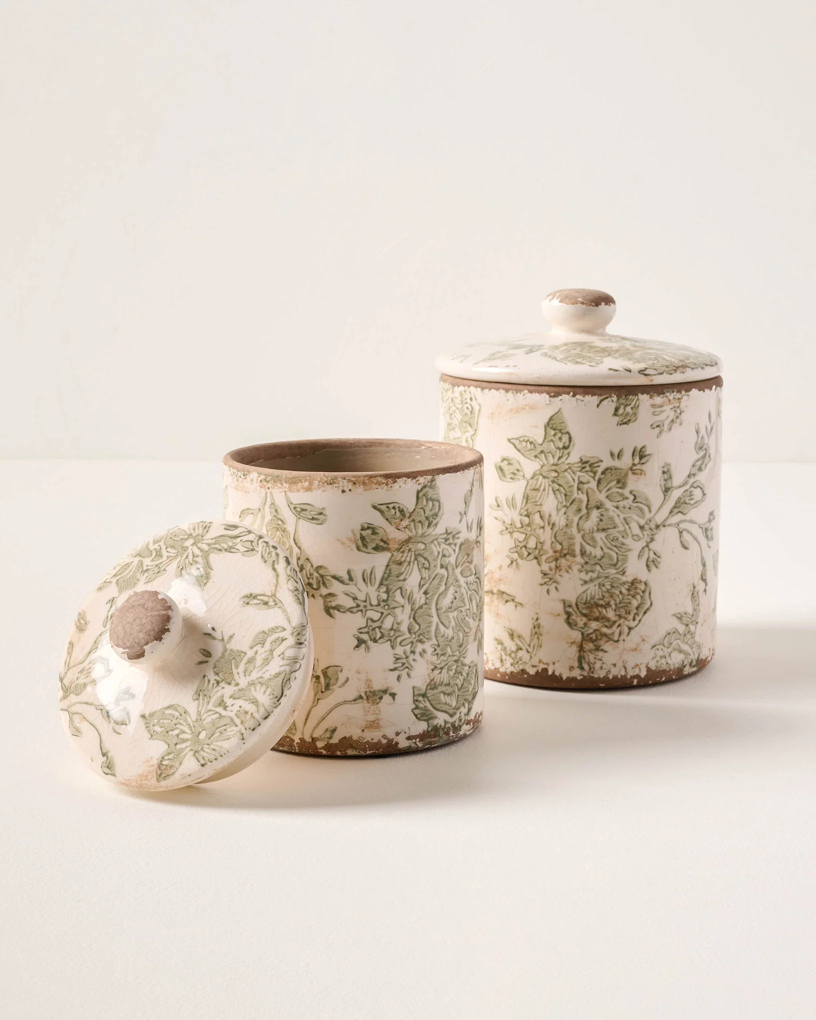 Green and White Distressed Canister | Magnolia