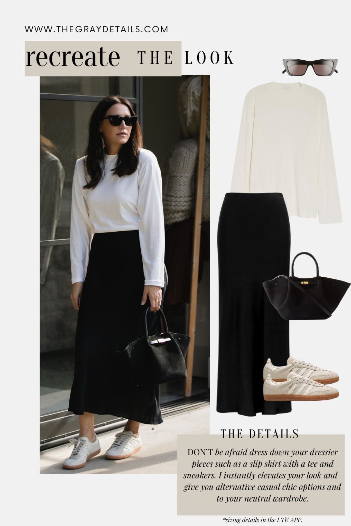 Recreate the look series for your next fall outfit.

Slip skirt - side s
Skin boyfriend L/s - size xs 
Samba sneakers size 6.5 typically wear a size 7.5 
Midi bag use code AMANDA20 (the perfect fall tote) my fave!!

#LTKover40 #LTKitbag #LTKstyletip