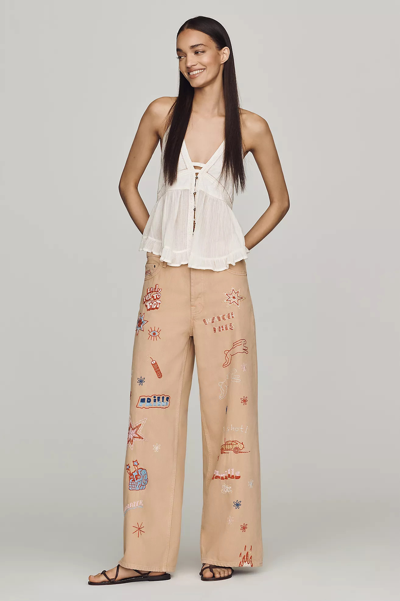 MOTHER Double Dip Nacho Mid-Rise Wide-Leg Ankle Jeans | Anthropologie (US)