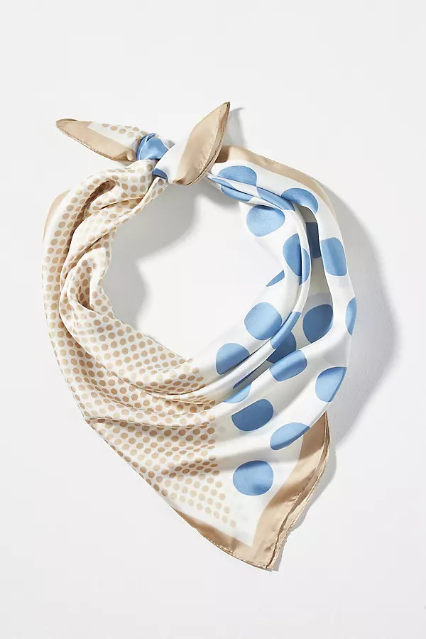 Silky Printed Bandana Scarf By Look By M in Blue | Anthropologie (US)