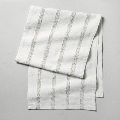 Oversized Texture Rib Stripe Table Runner Black/Sour Cream - Hearth & Hand™ with Magnolia | Target